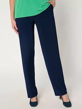 Susan Graver Navy Blue LK Luxe Pull-On Pants with Pockets Sz XXS
